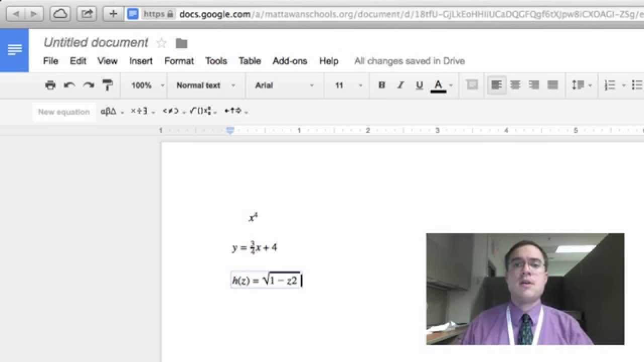 how to write math equations in google docs