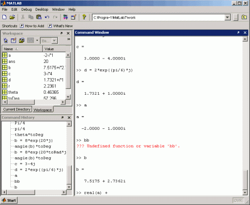 matlab complex numbers