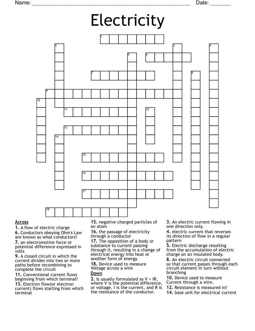 unit of electrical conductance crossword