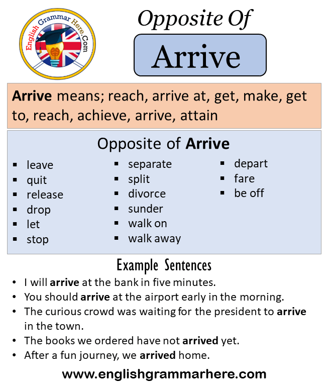 arrive opposite word in english