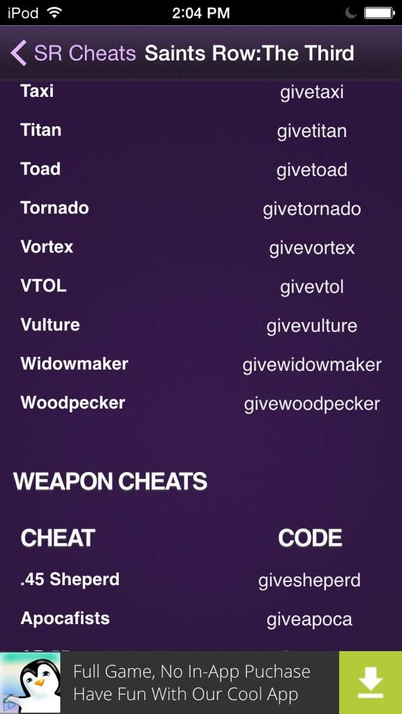 saints row game cheats