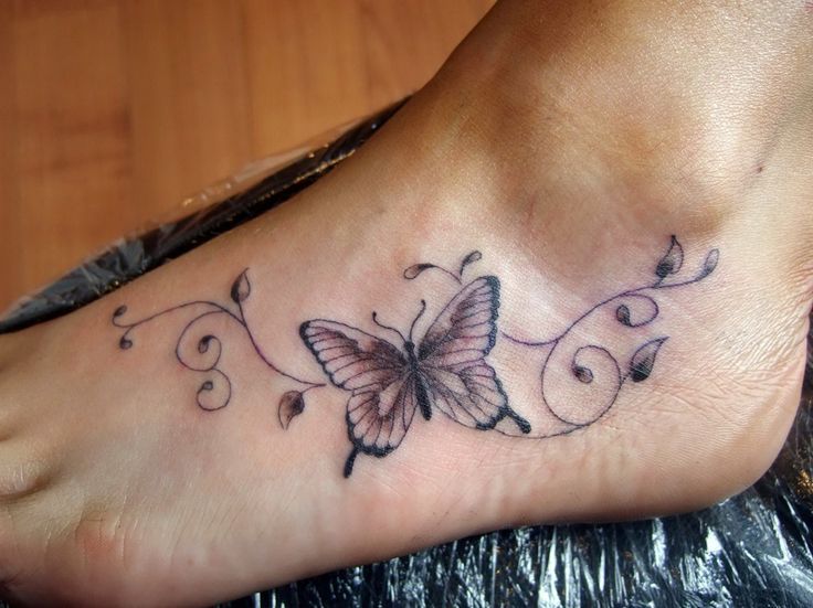 small butterfly tattoos on foot