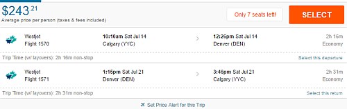 flights calgary to denver colorado