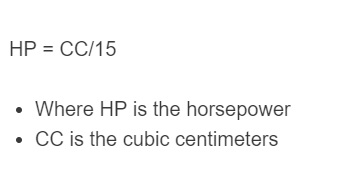 horsepower to cubic centimeters