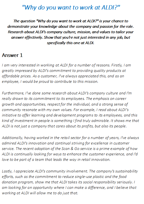 aldi job interview questions