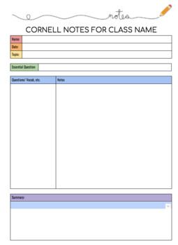 cornell notes template google docs