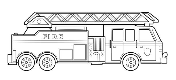 fire truck black and white clipart