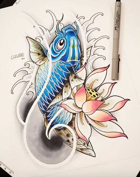 neo traditional koi fish