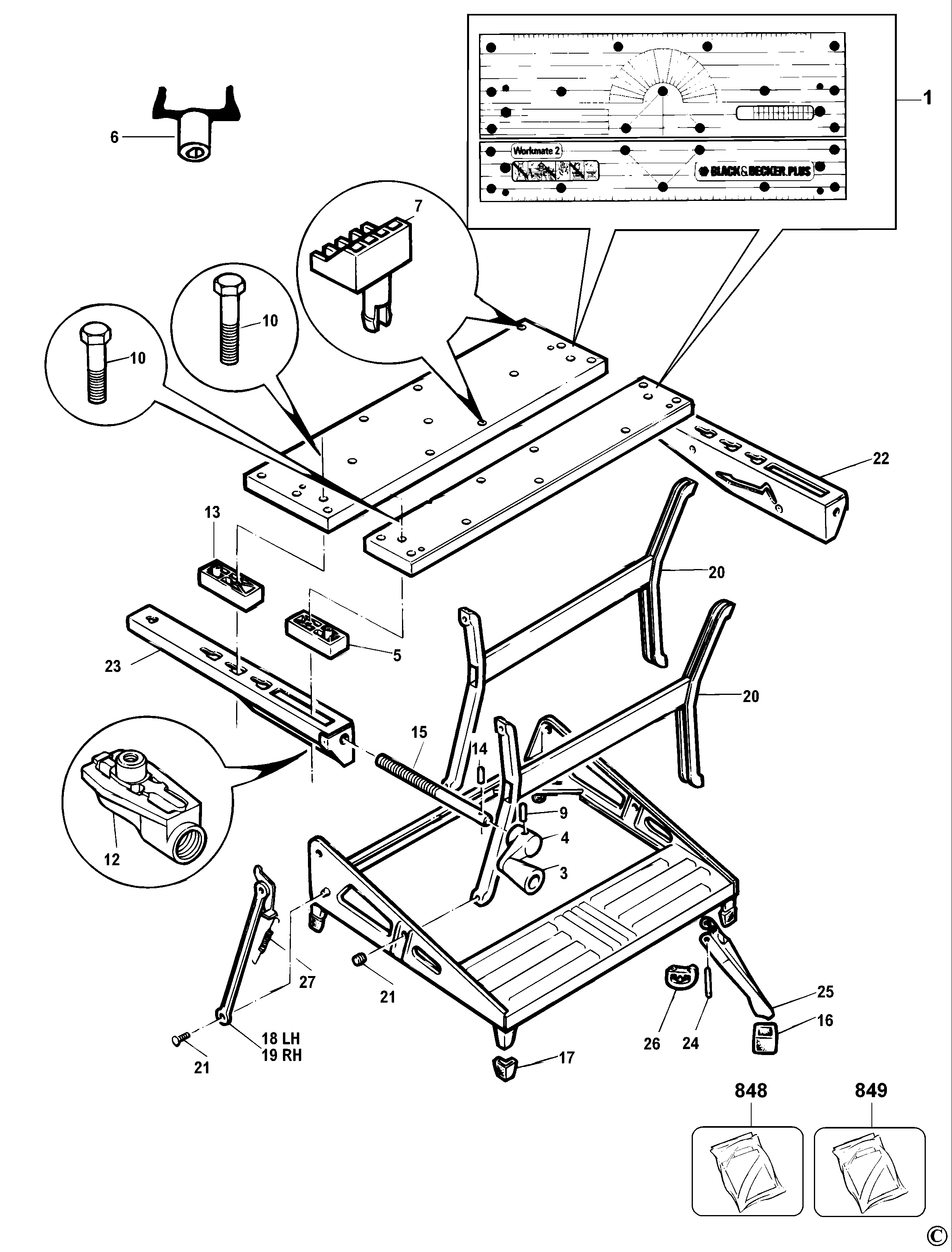 black and decker workmate replacement parts