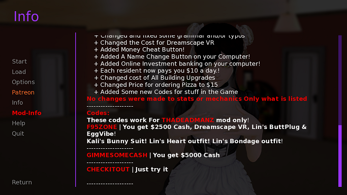 harem hotel game cheat codes