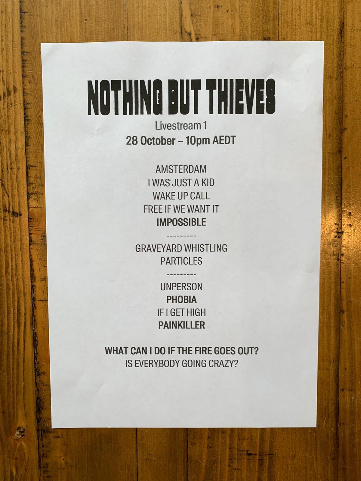 nothing but thieves setlist