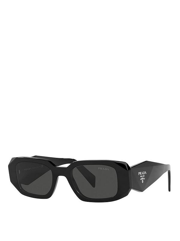 prada acetate rectangle black sunglass