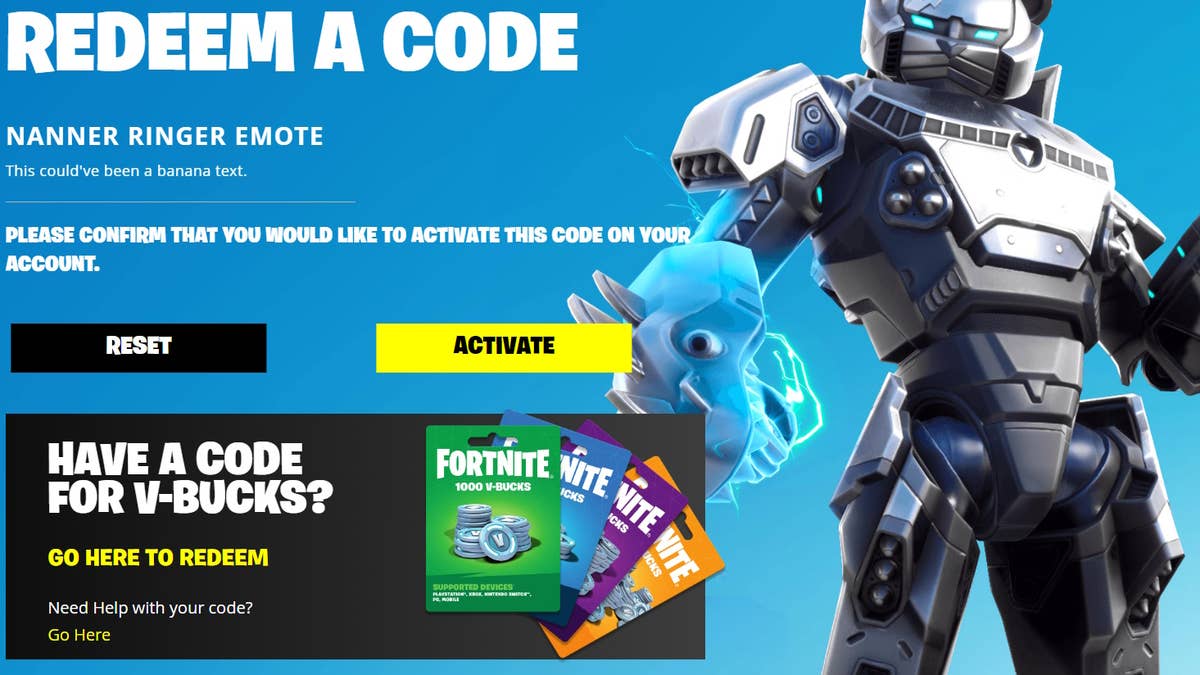 fortnite redeem code