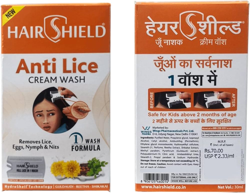 hair shield anti lice cream wash how to use