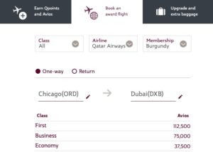 qatar airways avios calculator