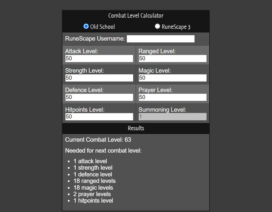 osrs calculator combat