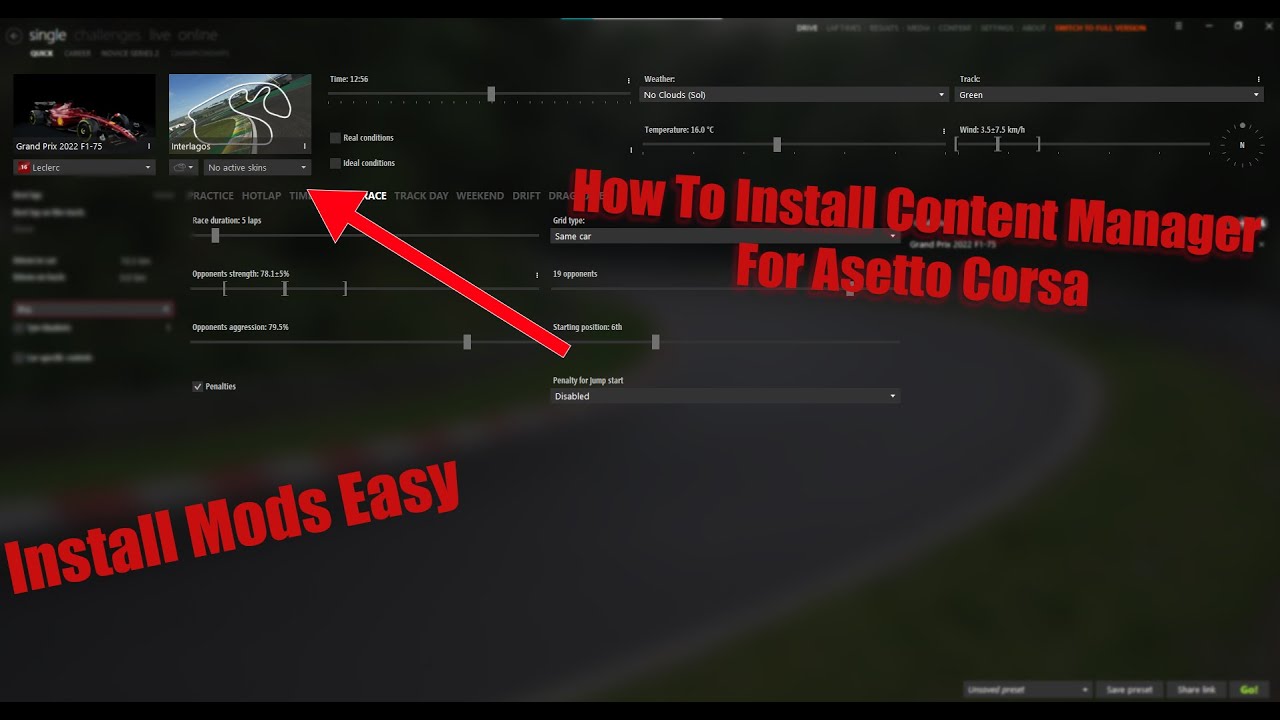 how to set up content manager assetto corsa