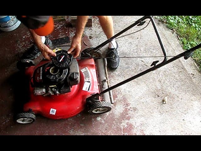 lawn mower pull cord is stuck