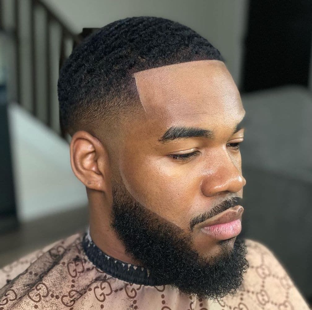 fade haircut black man with beard