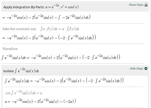 integral e 2x sin x dx