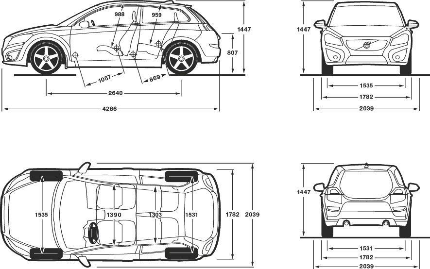 volvo c30 dimensions