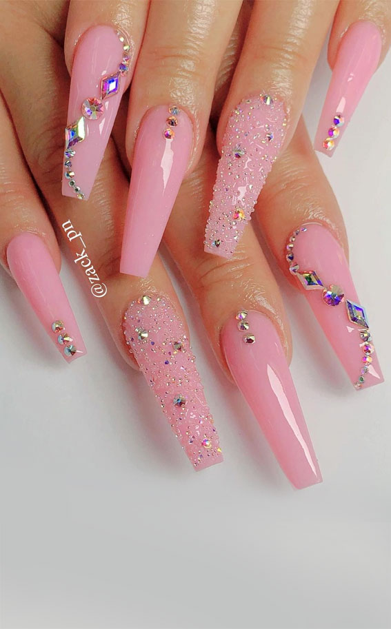 acrylic nail designs pink