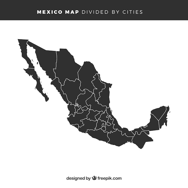 mapa de la república mexicana blanco y negro