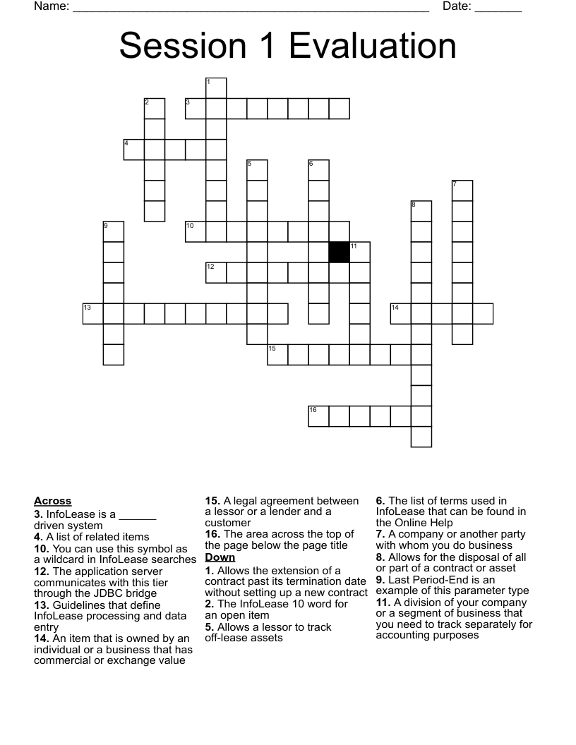 evaluated crossword