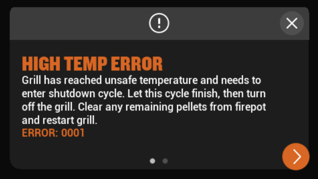 traeger high temp error