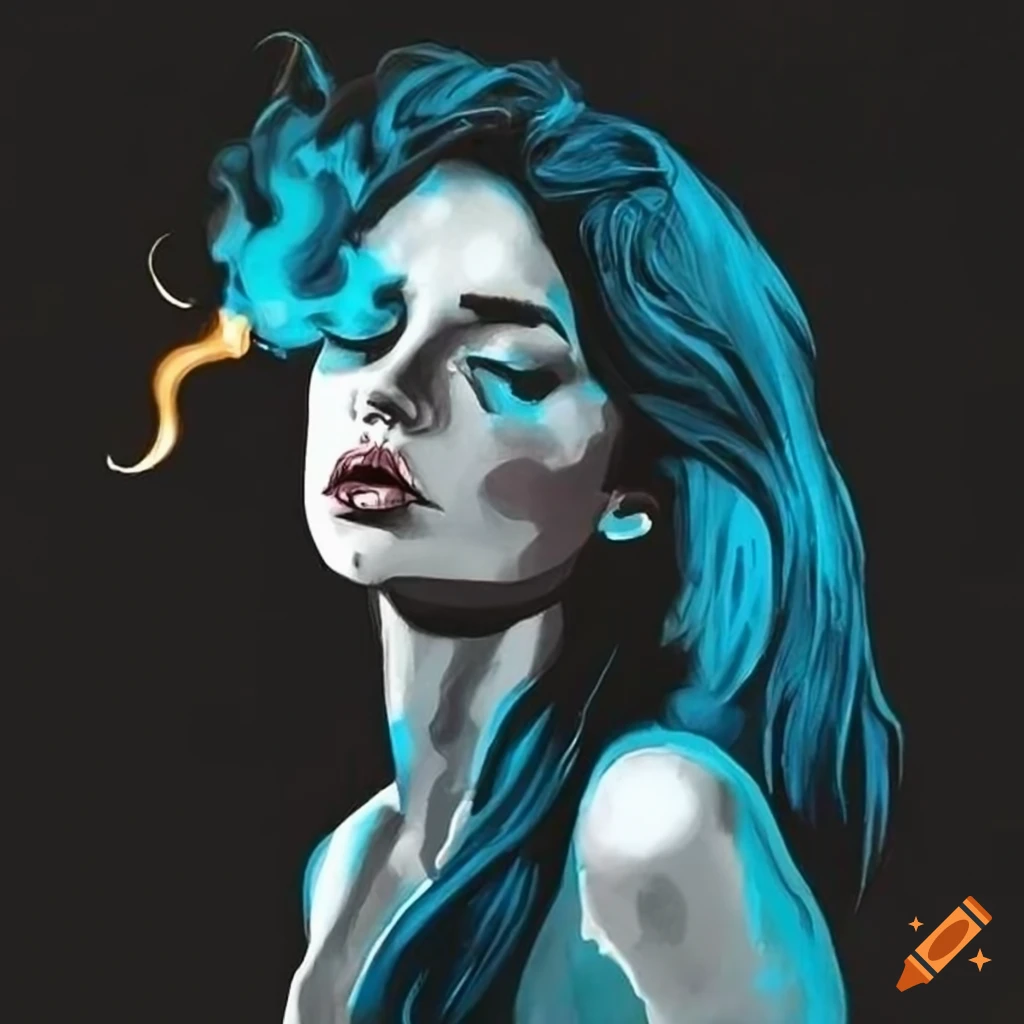 girl smoking drawing