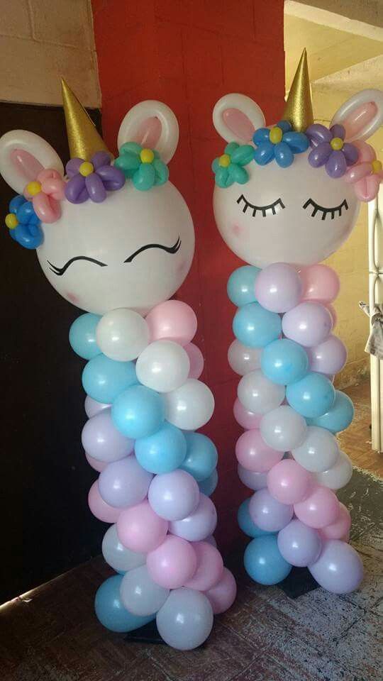 decoracion de unicornio con globos