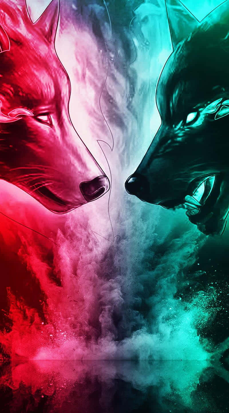 fire and ice wolf wallpaper