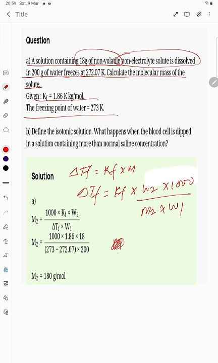 a solution containing 18g of non volatile