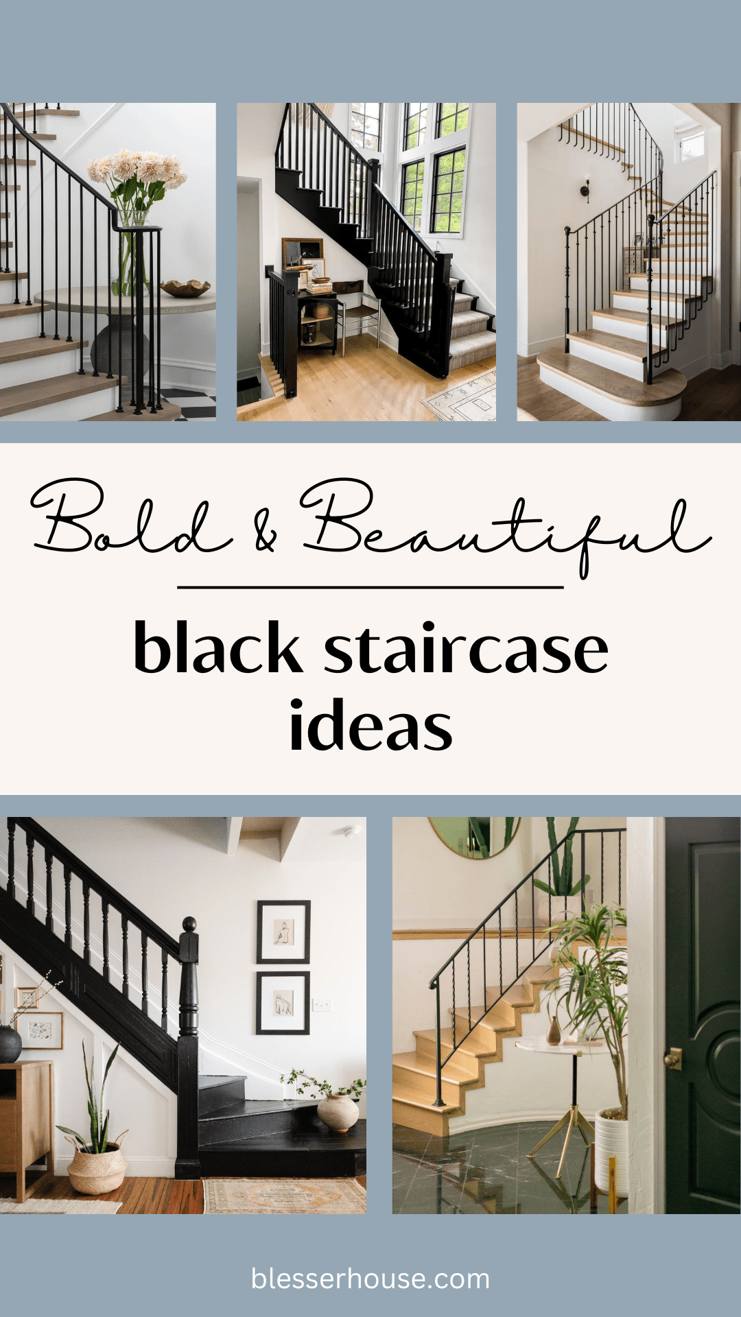 black staircase handrail