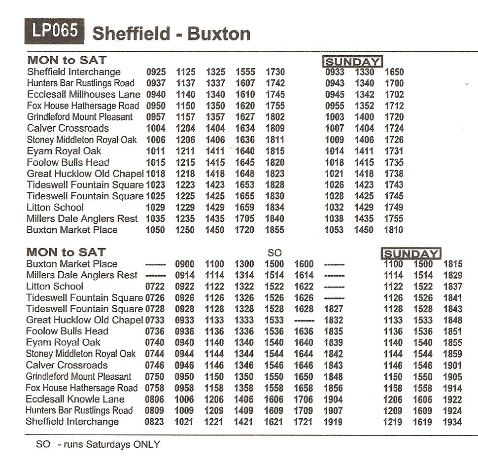 bakewell bus timetable