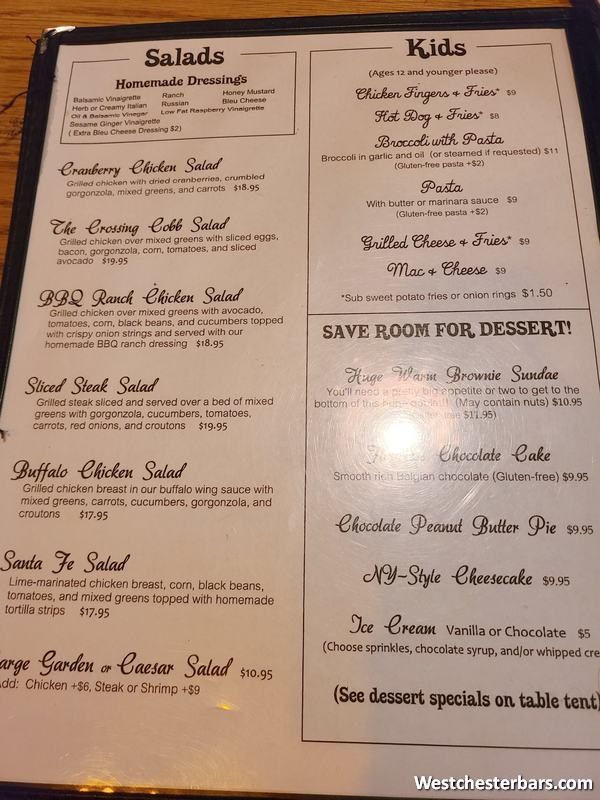 valhalla crossing restaurant menu