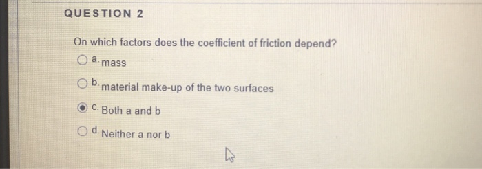 coefficient of friction depends upon