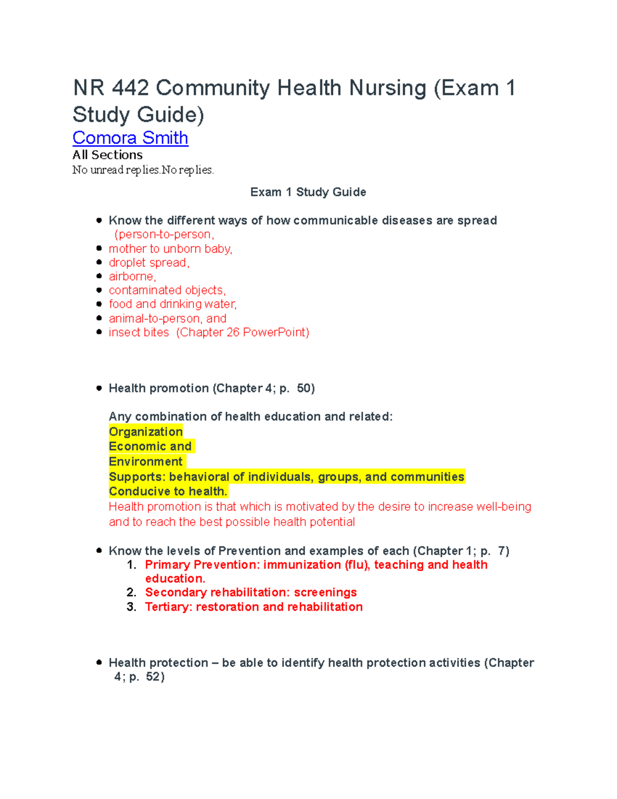 community health exam 1