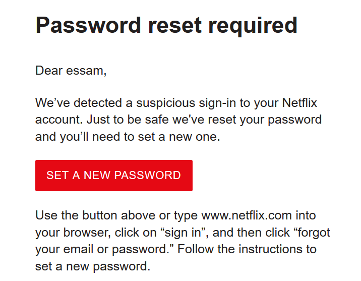 incorrect password netflix