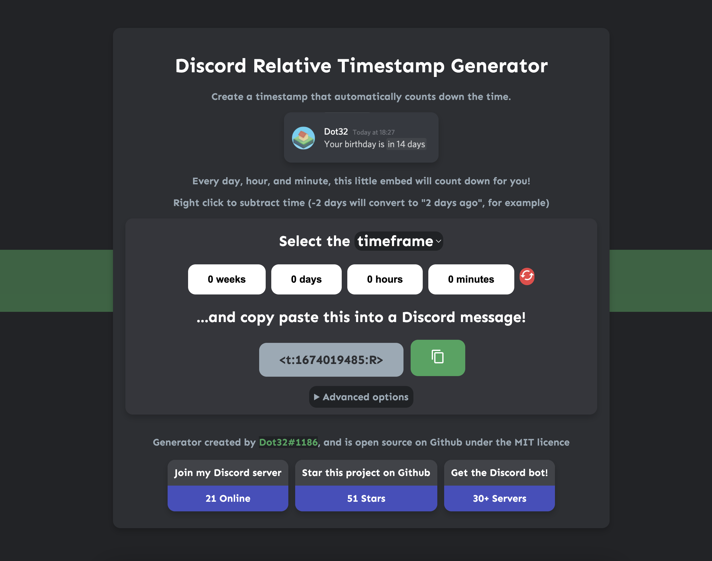 discord timestamp generator