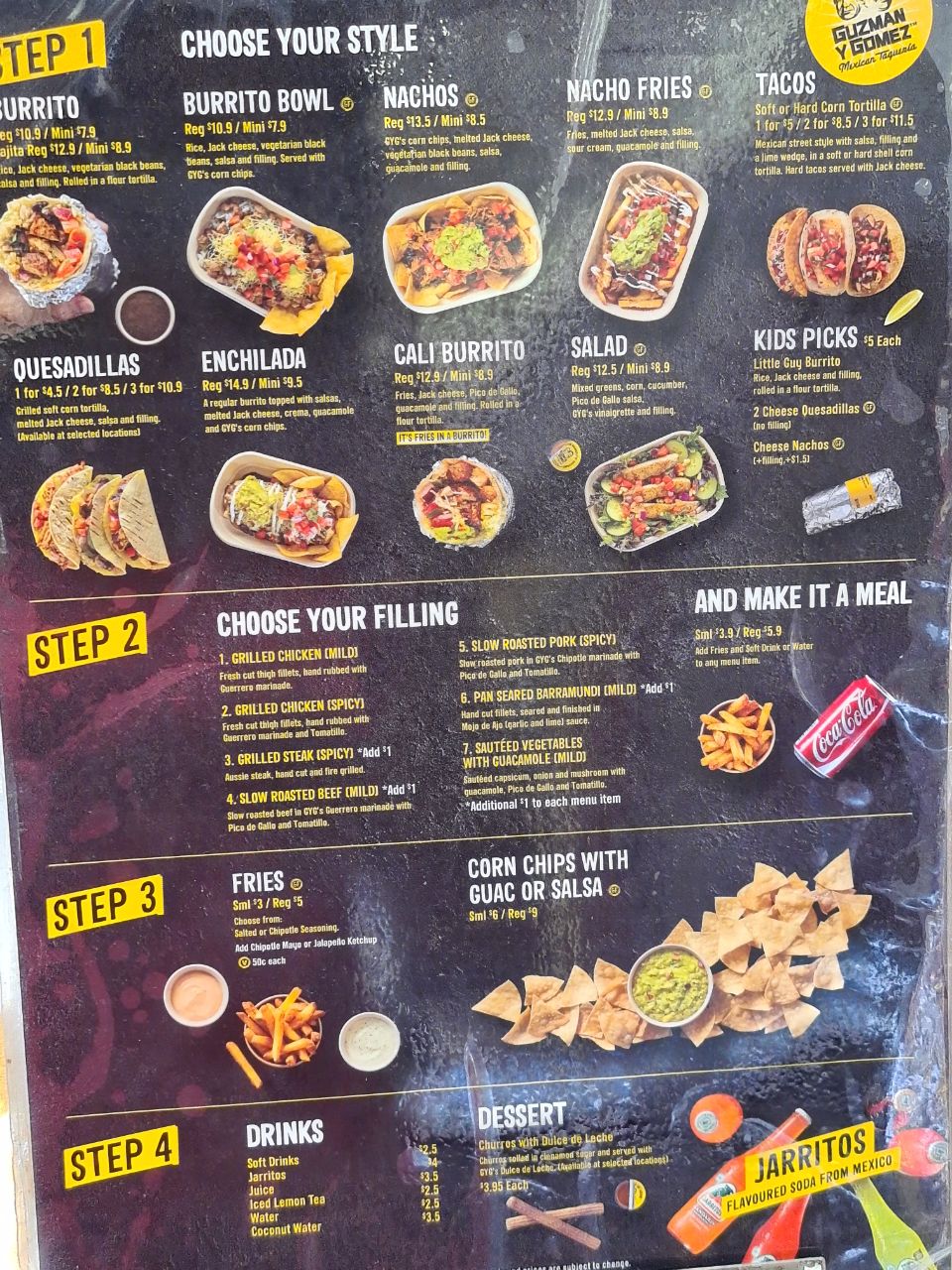 guzman y gomez - malaga menu