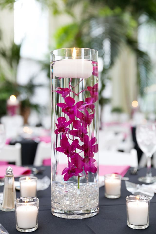 floating flowers in vase