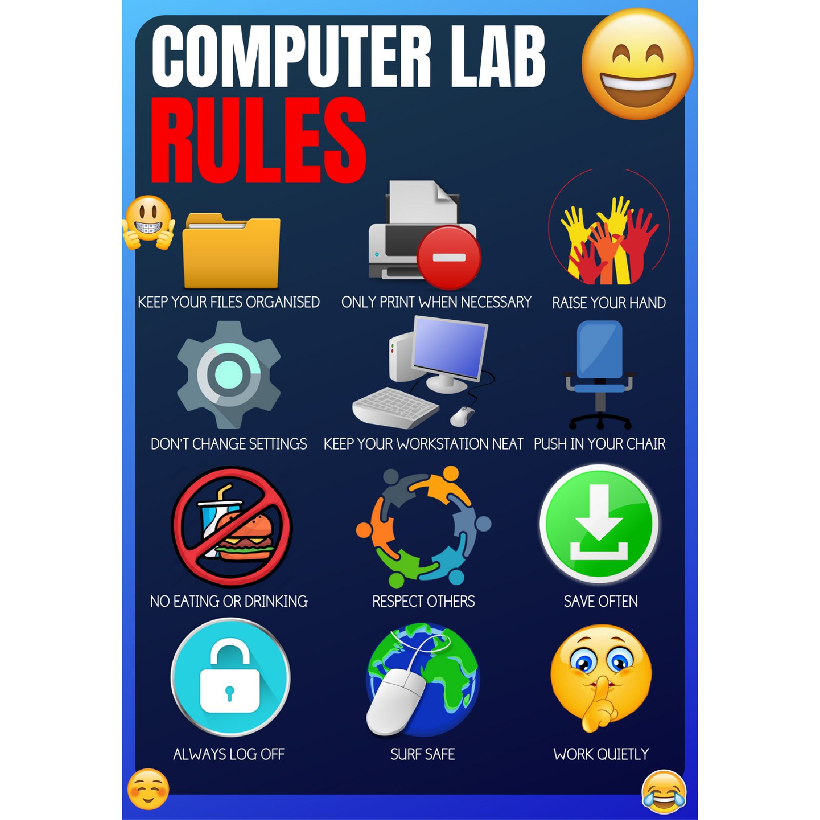 computer lab rules poster