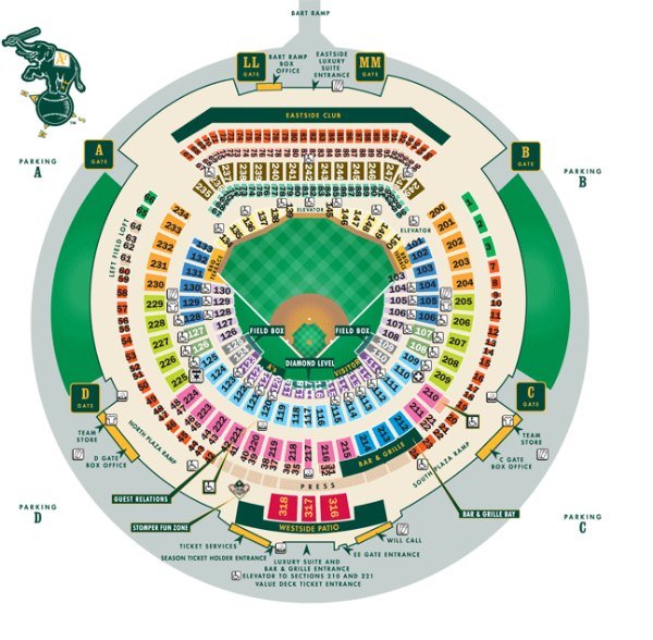 oakland athletics seating chart