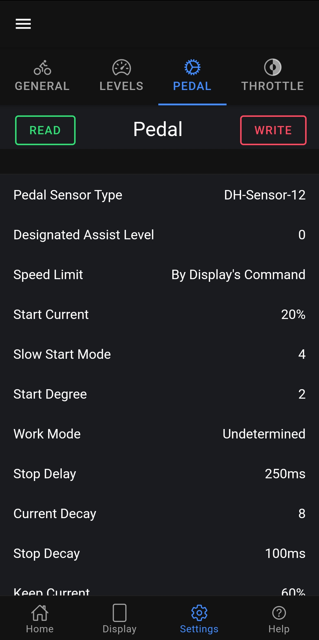 bafang throttle settings