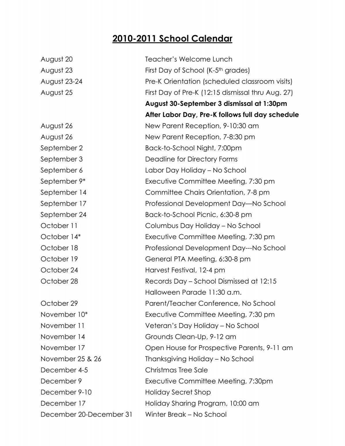 deped school calendar 2010 11