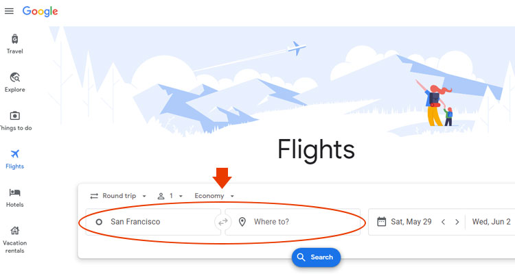 google flights search anywhere