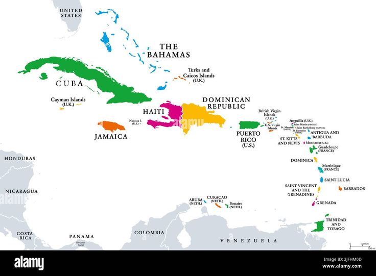 el caribe mapa politico