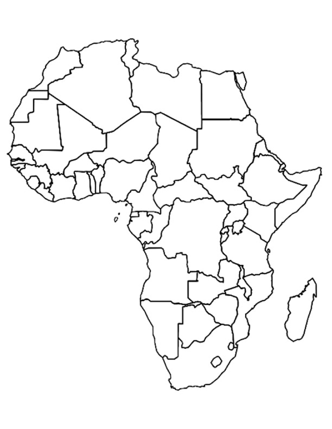 africa map coloring page