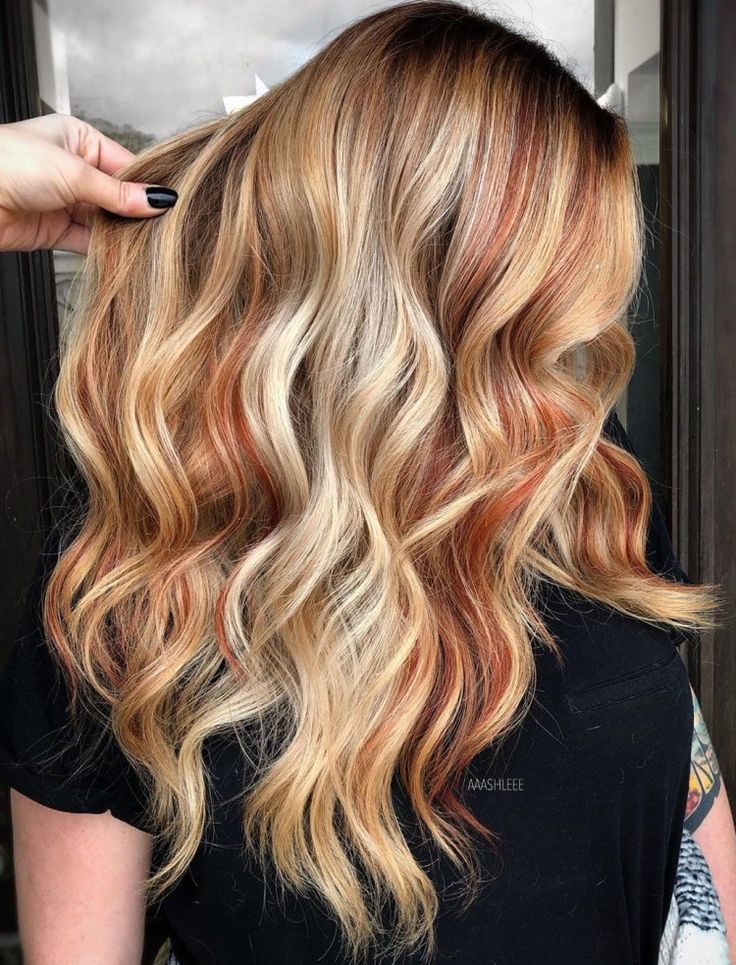 blonde with red highlights